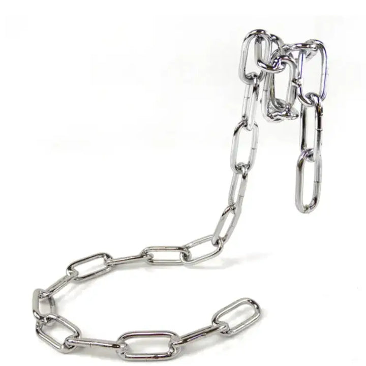 Curved metal chain links showcasing the Magic Iron Chain Wine Bottle Holder