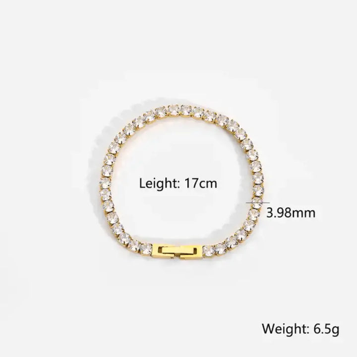 Gold-toned Zircon Bracelet with clear crystal stones in stainless steel design